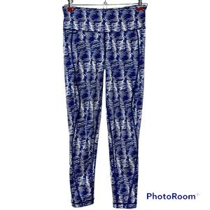 Vineyard Vines Blue White Watercolor Lines Printed Performance Leggings - XS